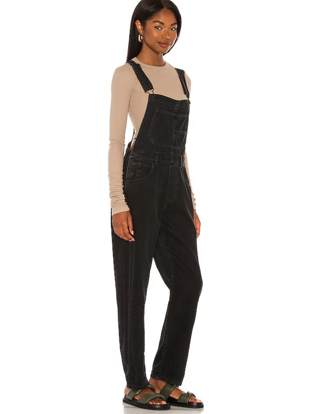 Free People We The Free Ziggy Black Denim Overalls